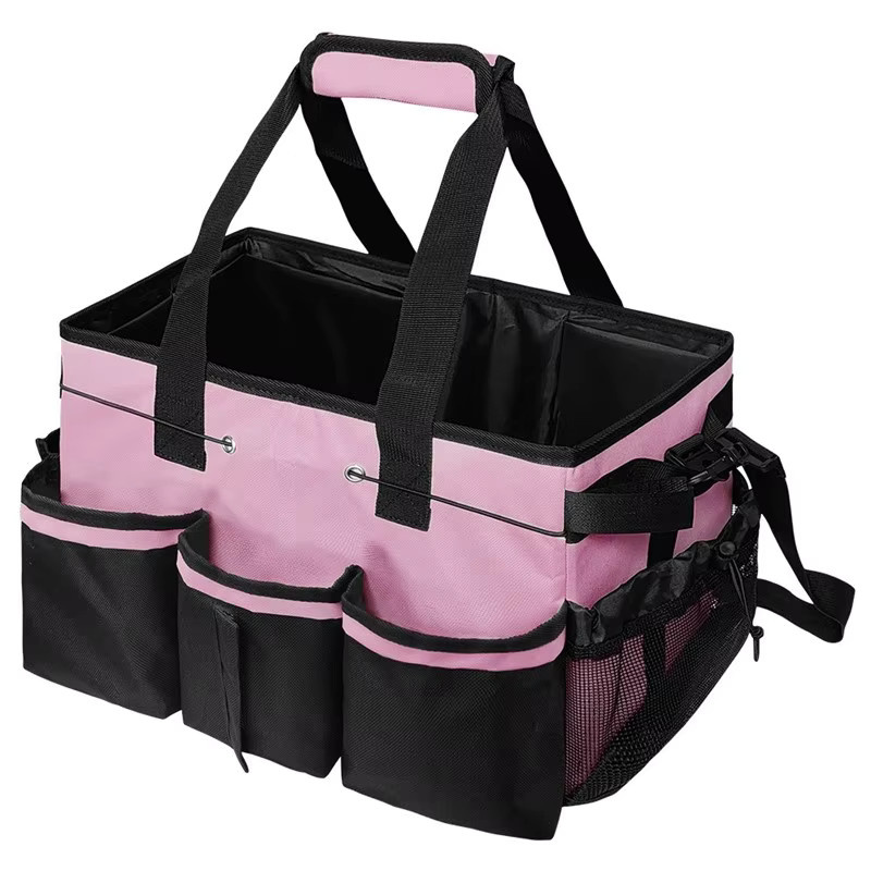 ABRT Reinigungsmittel-Organizer in Pink mit Griffen und Schultergurt als große Reinigungs-Caddy-Tasche aus Stoff - Bild 3