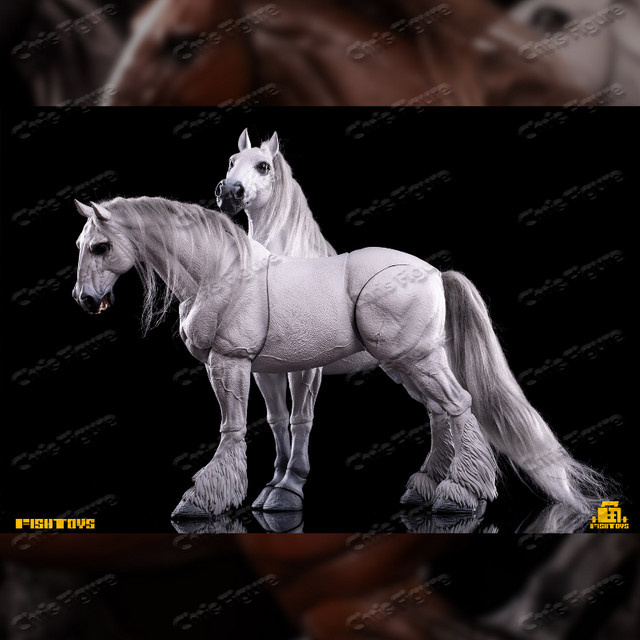 Bandai FishToys D20Studio 1/12 Bewegliches Pferd, Basic Black and White Horse Soldier Mount Series, Zierpuppe - Bild 1