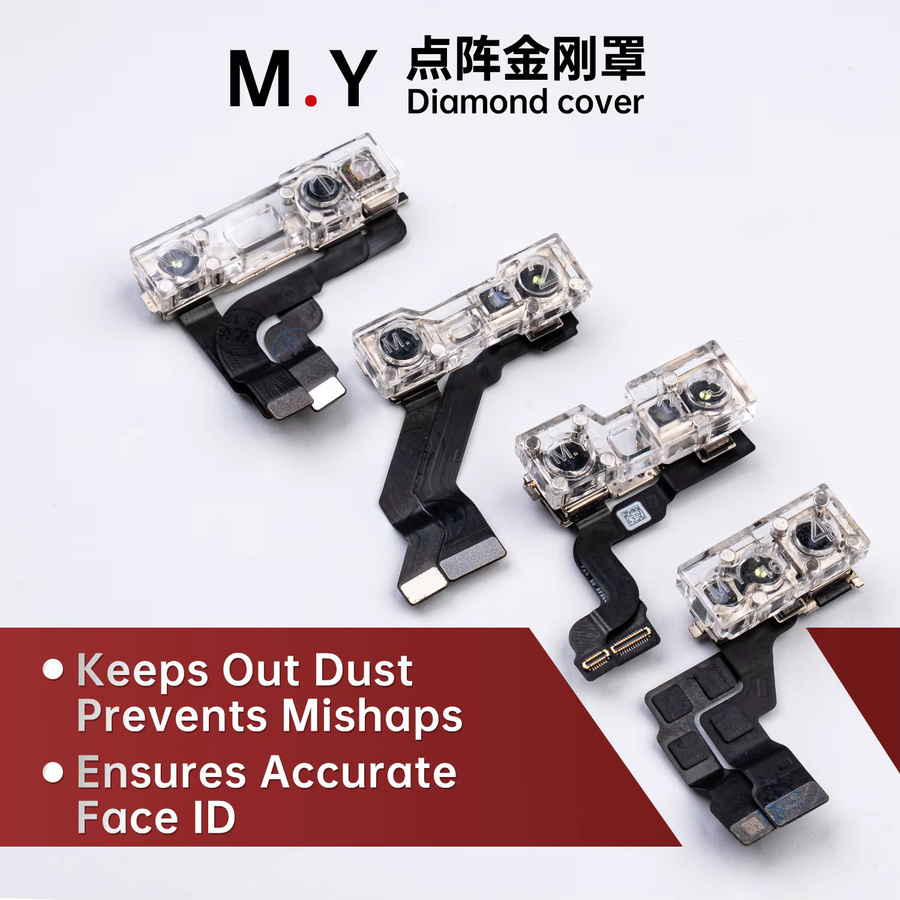 YCS M.Y iPhone Frontkamera-Schutzabdeckung Set mit 4 Stück für iPhone X bis iPhone 17 Pro Max in Transparent für Dot-Matrix Infrarot-Reparaturen - Bild 2