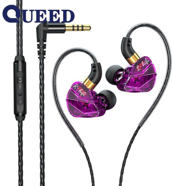 QUEED In-Ear Sportkopfhörer mit Mikrofon und 3,5 mm Klinkenanschluss in Violett - Bild 1