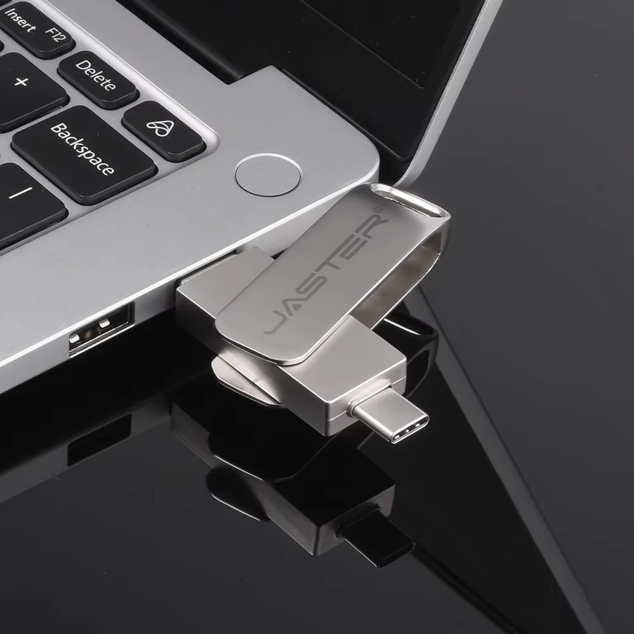 JASTER 2in1 USB-C USB 2.0 Flash-Laufwerk 64 GB Metall-Stick mit Schlüsselanhänger Silber für dein Smartphone - Bild 3