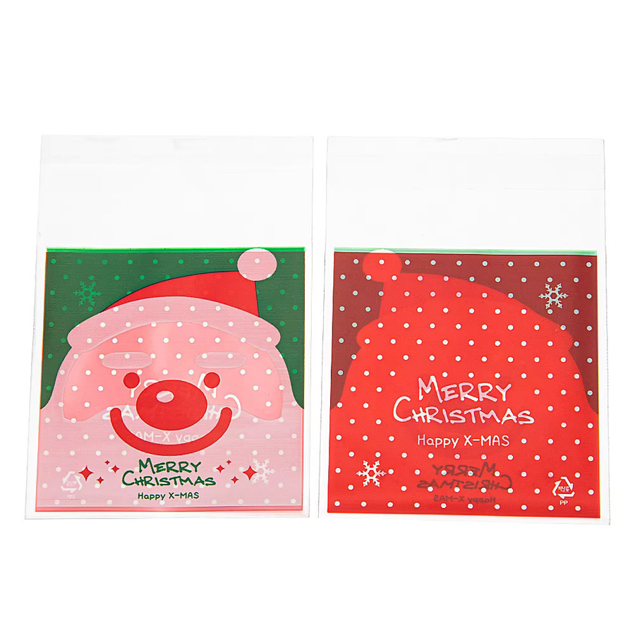 50 Stück MINGXUAN Weihnachts-Beutel aus transparentem Kunststoff, selbstklebende Geschenkverpackungen für Süßigkeiten und Kekse, Mehrfarbig - Bild 2