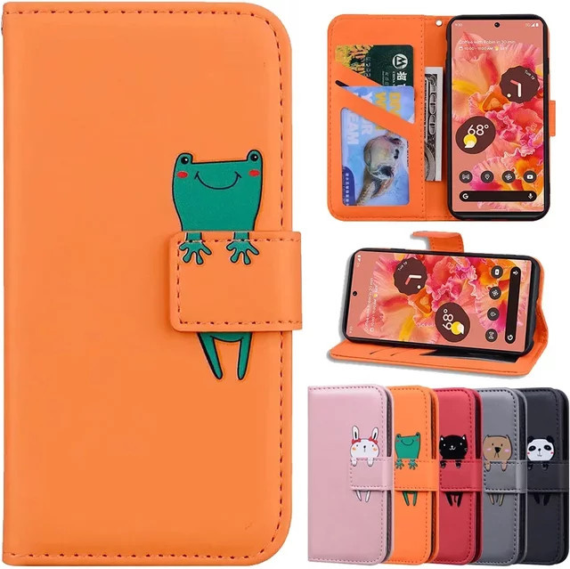 Goldene Flip-Leder-Handyhülle mit Tierdesign als Brieftasche und Ständer für Google Pixel 9, 8, 7, 6 Pro, XL, 8A, 7A, 6A - Bild 1