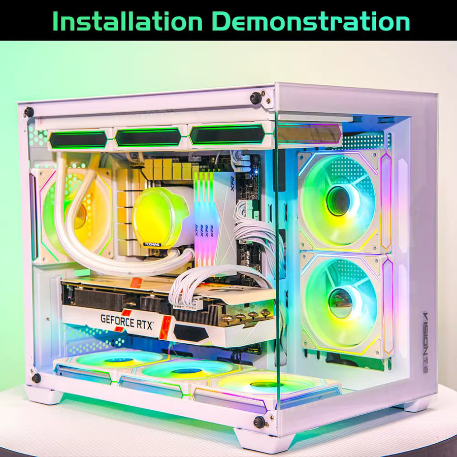 Mute Mirror CPU-Kühler mit RGB- und ARGB-Lüftern sowie PWM-Steuerung in Schwarz oder Weiß - Bild 3