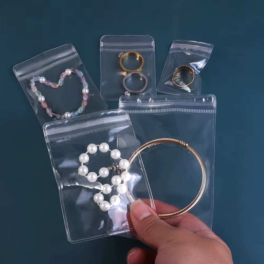 20 Stück transparente selbstdichtende PVC-Beutel aus Kunststoff zur Aufbewahrung von Schmuck wie Halsketten, Ohrringen und Perlen - Bild 3