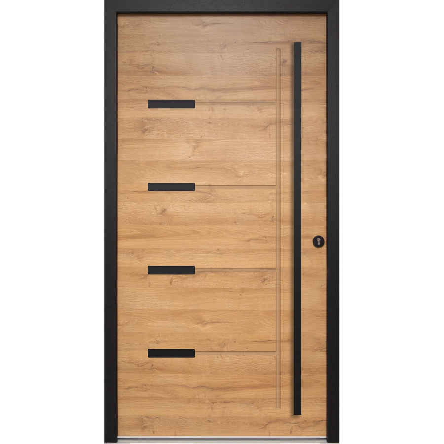 Splendoor Haustür ThermoSpace Oslo Prime Woodeffect mit Glaseinsatz in Braun und Schwarz, B: 100 cm, H: 210 cm - Bild 2