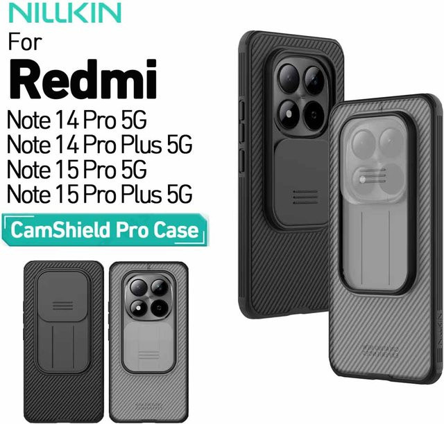 Nillkin CamShield Pro Slide stoßfeste Handyhülle mit Kameraabdeckung für Redmi Note 15 Pro Plus 5G und 14 Pro Plus 5G in Schwarz und Transparent - Bild 1