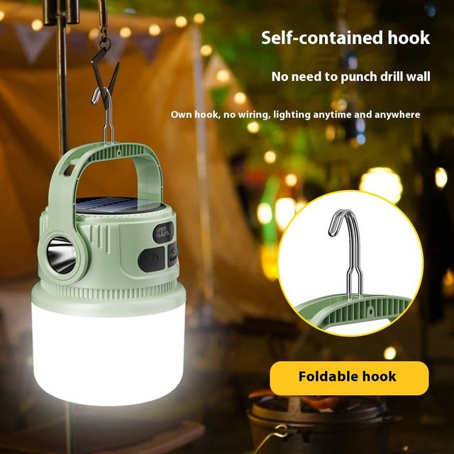 ESMARTER LED Camping Laterne mit Solar- und USB-Ladefunktion, Solar Glühbirne für Zelt und Taschenlampe mit 6 Beleuchtungsmodi - Bild 1