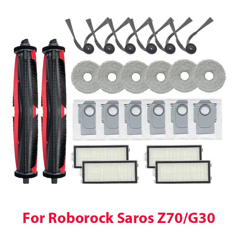 Roborock Saros Z70/G30 Space Zubehör-Set mit Anti-Verwicklungs-Hauptbürste, Seitenbürste, Filter, Wischpad und Staubbeuteln - Bild 3