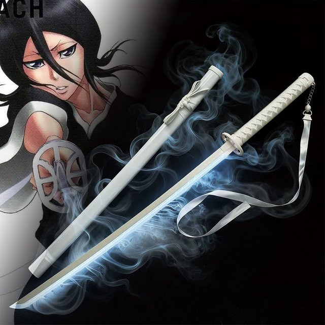 MINISO Bleach Rukia Katana, Cosplay Ninja Messer, mit LED Lights, Weiß - Bild 1