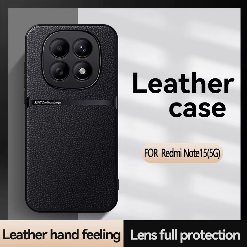 Xiaomi Lederhülle mit Litchi-Textur und Ultra-Dünnem Slim-Design für Redmi Note 15 14 13 Pro Plus Max in Schwarz - Bild 2