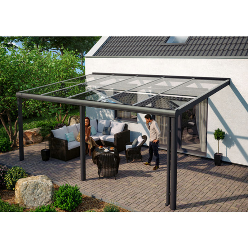 Skan Holz Terrassenüberdachung Monza aus Aluminium in Anthrazit mit Verbund-Sicherheits-Glas, B/T/H: 541 x 307 cm - Bild 2