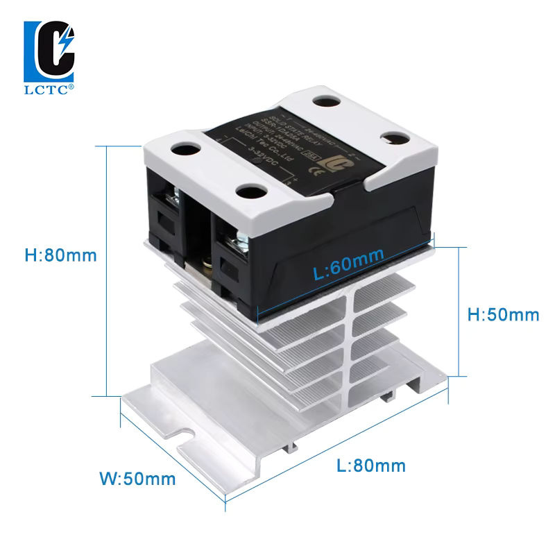 LCTC Einphasiges Halbleiterrelais mit Kühlkörper, Spannungsregler SSR für 0-10V, 4-20MA, 0-5V, Farbe: Schwarz - Bild 4