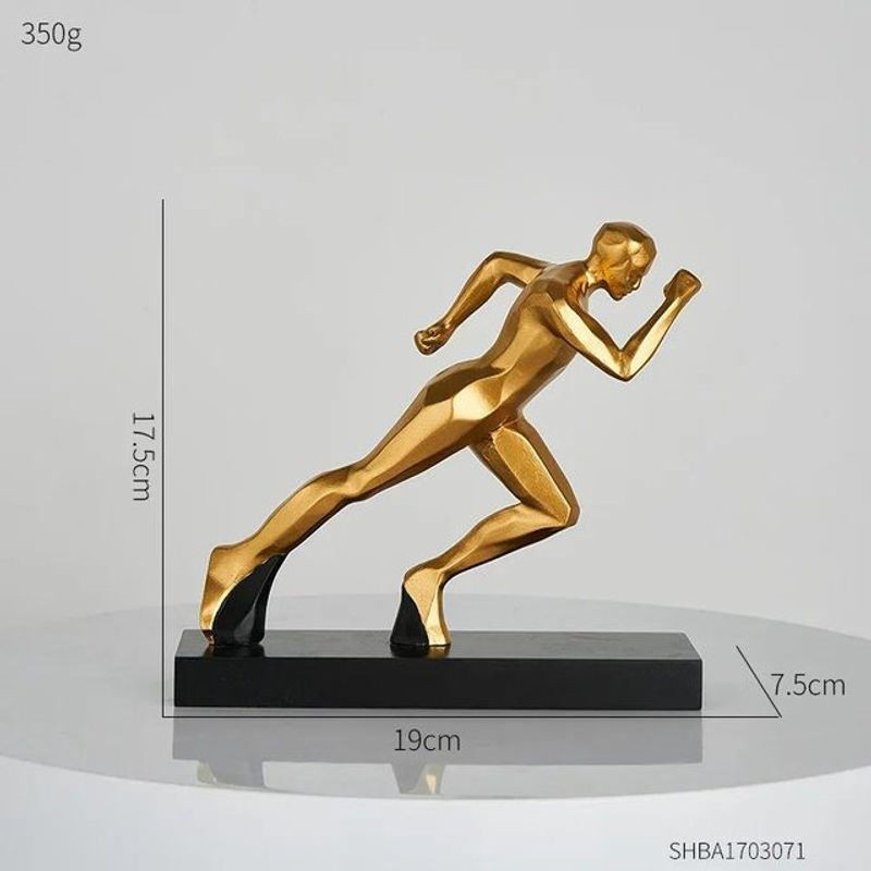 Bestbags Abstrakte Lauffigur Dekoration in Gold, Moderne Skulptur aus Kunstharz und Metall für dein Zuhause und das Büro - Bild 1