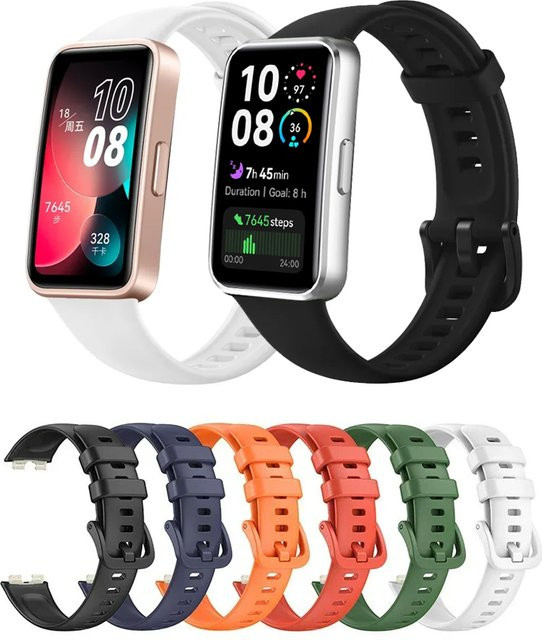 Uhrenarmband Huawei Band 9, 8, 10, Silikon, Schwarz - Bild 1