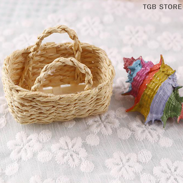 DIAPER&CORED Mini Rattan Korb Puppenhaus Miniatur, 1-teiliges Set - Bild 1