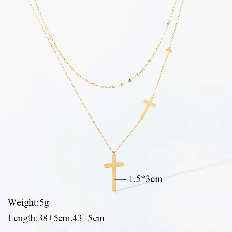 EILIECK Halskette mit Kreuz Anhänger, Gold Farbe, Damen - Bild 2