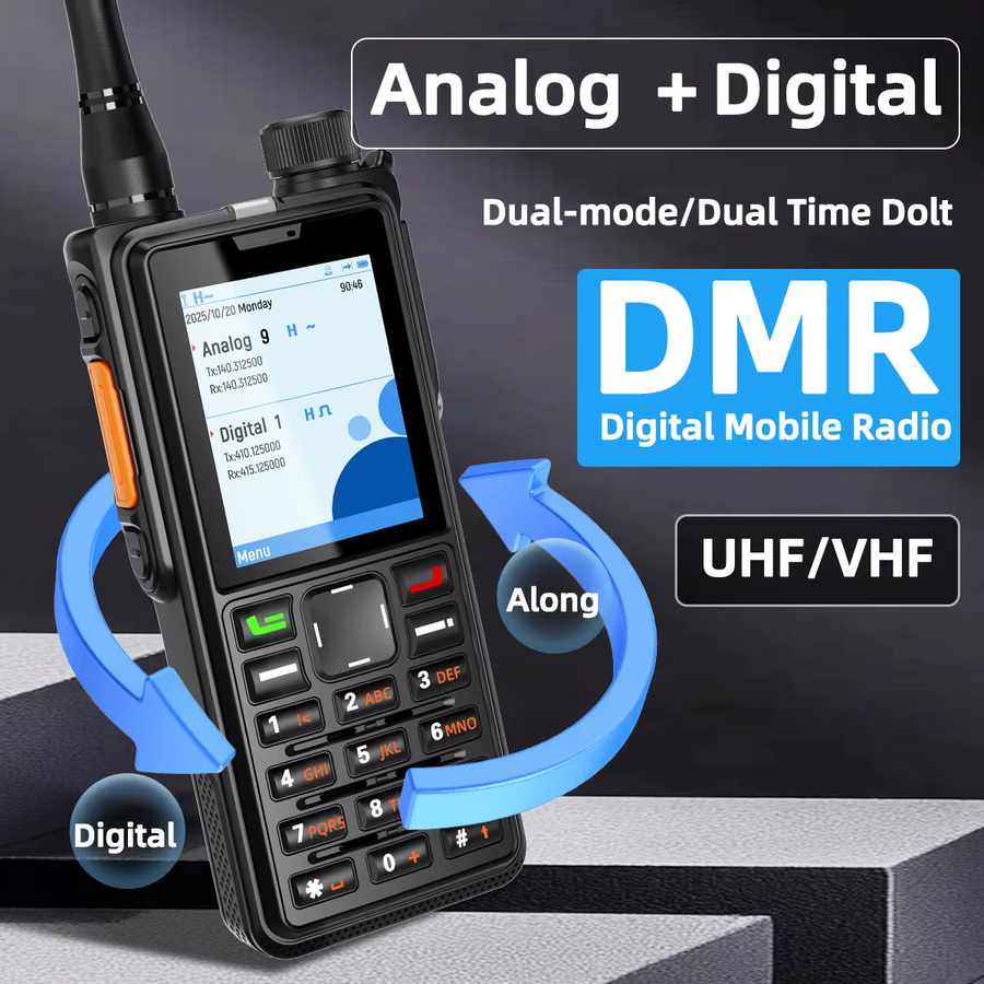 ABBREE DMR AR-880 Digitales Walkie-Talkie in Schwarz, 10 W, IP67 wasserdicht, analoges Handfunkgerät mit Dualzeit-Steckplatz, VHF/UHF, Amateurfunk - Bild 5