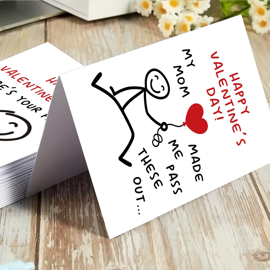 6er-Pack Grußkarten mit Aufklebern und Umschlägen in Weiß für Valentinstag und Jahrestag - Bild 2