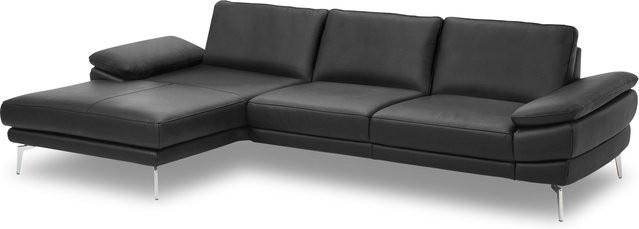 Polsterecke MONDO CIVITA in Schwarz aus Leder mit Kaltform und L-Form, B/T/H: 180 x 125 x 86 cm - Bild 1