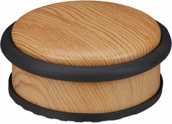 Relaxdays Türstopper Edelstahl in Holzoptik, braun, B: 10,5 cm, H: 5 cm