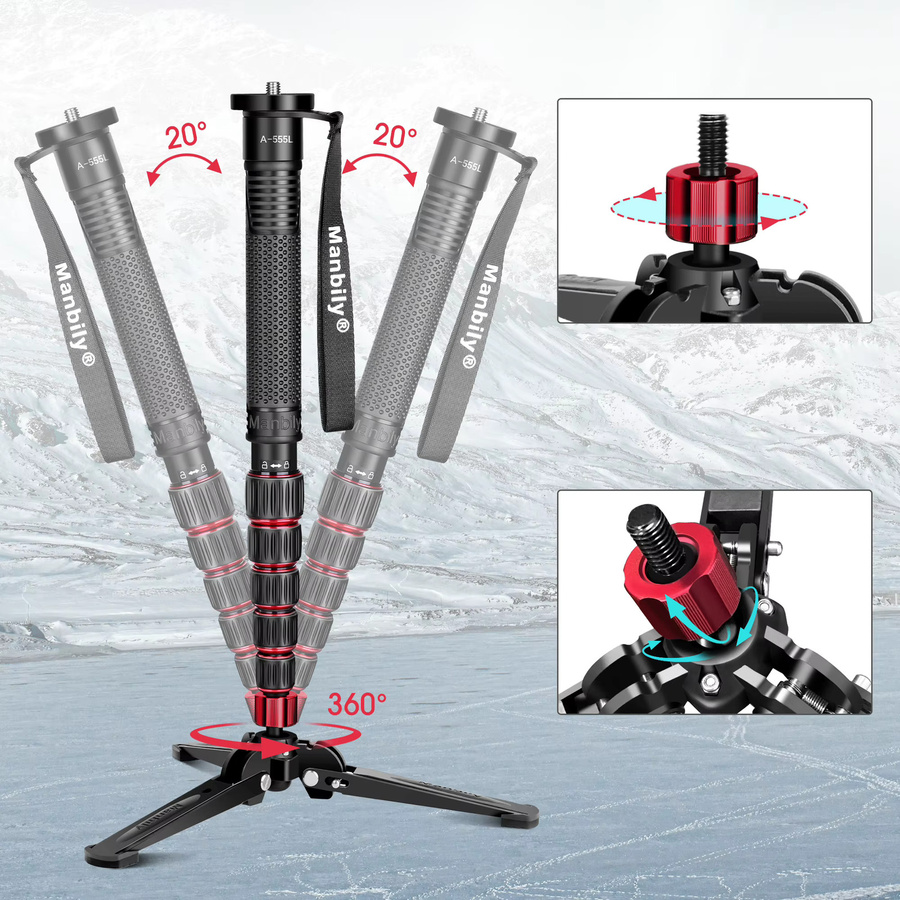 Manbily M-2 Tischstativ-Halterung aus Aluminium in Schwarz mit 3/8-Zoll-Schraube für professionelle Kamera- und Telefon-Fotografie - Bild 3