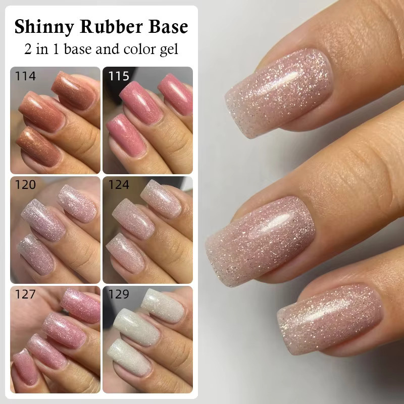 MSHARE Rubber Base Gel, Pink, Schimmernd, 10 ml - Bild 2