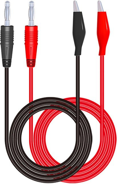 HpLive Multimeter-Messleitungen P1038 mit 4 mm Bananenstecker und Krokodilklemmen, Messkabel Set in Rot und Schwarz - Bild 1