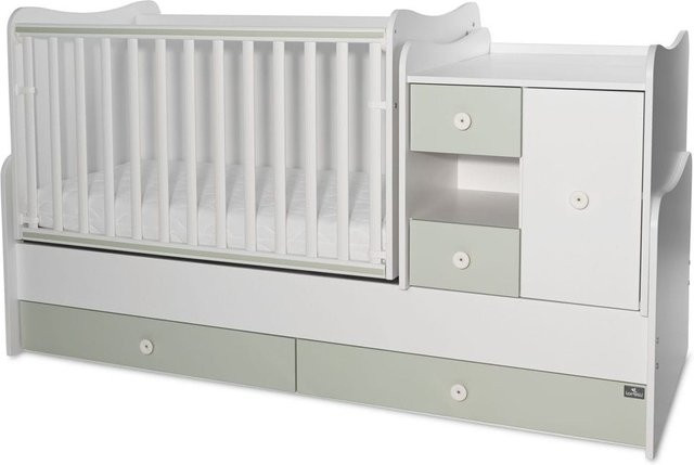 Lorelli Babybett und Jugendbett Mini Max 3 in 1 umbaubar für 2 Kinder in Grün - Bild 1