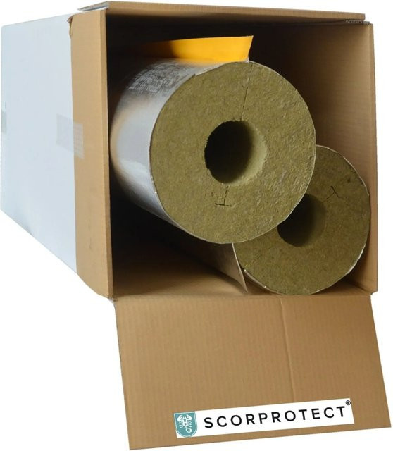 Scorprotect Rohrisolierung aus Mineralwolle mit Aluminiumbeschichtung in Silber, selbstklebend, Durchmesser: 76 mm, Wandstärke: 7,6 mm - Bild 1