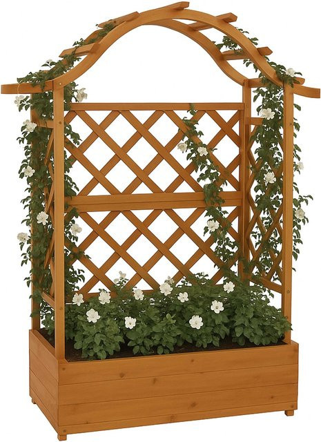 MCW Hochbeet P66 mit Rankhilfe aus Holz in Natur, B/T/H: 138 x 110 x 44 cm - Bild 1