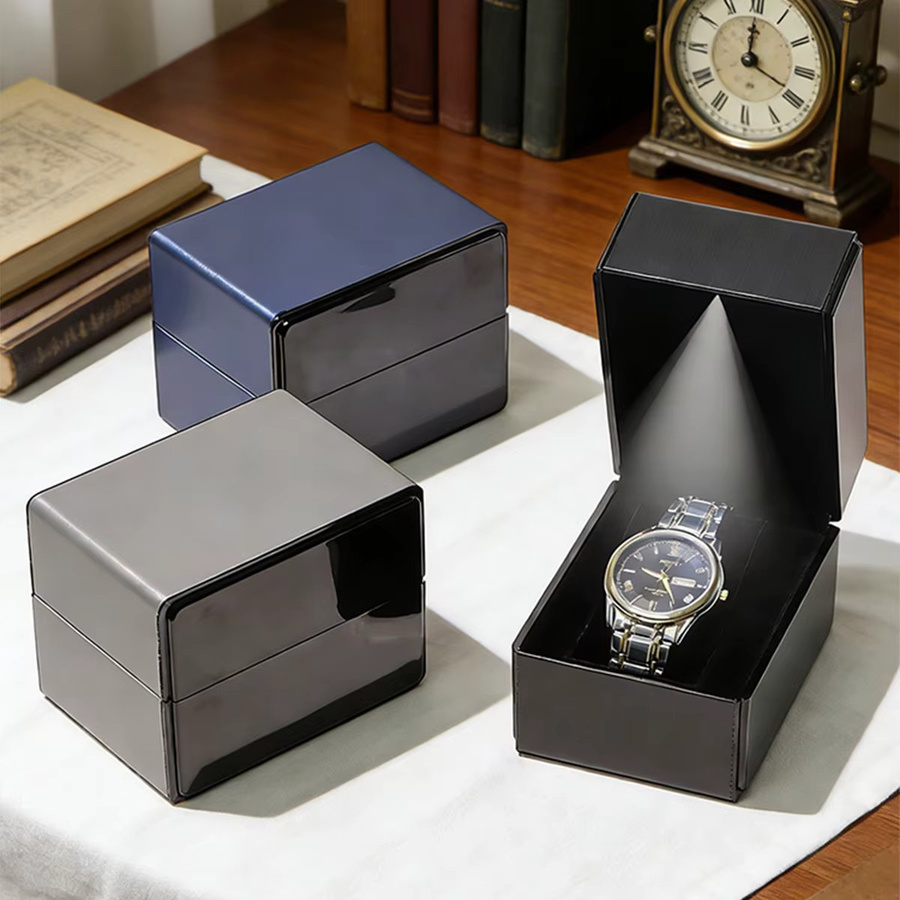 FancyWrist Uhrenbox PU-Leder, Schwarz, mit Licht, Unisex - Bild 4