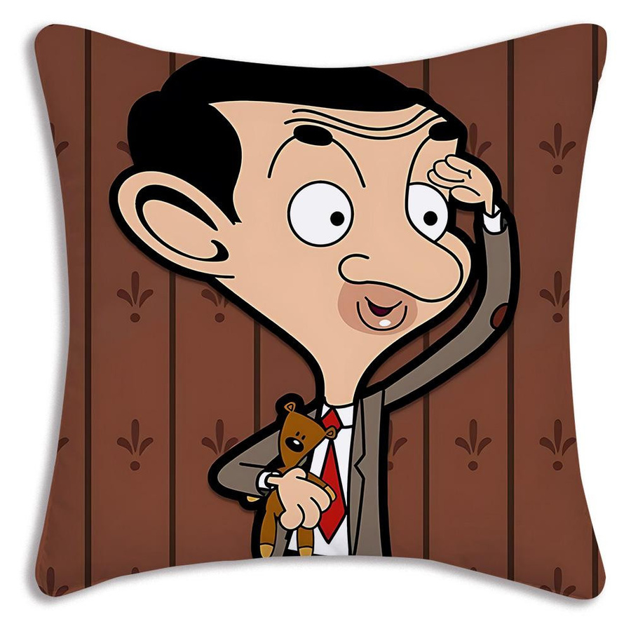 Niedlicher Anime Mr. Bean Kissenbezug aus Plüsch mit doppelseitigem Druck, Multicolor, B/T/H: 18 x 18 x 18 cm - Bild 3