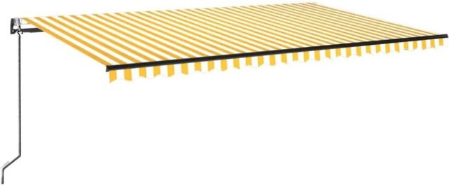 vidaXL Automatische Markise mit LED und Windsensor aus Aluminium und Polyester, Gelb/Weiß, B: 500 cm, T: 300 cm - Bild 1