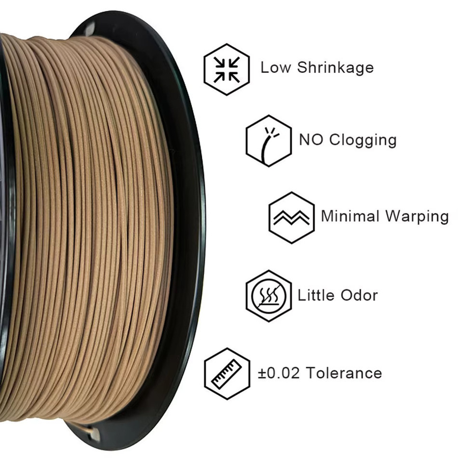 3D Maliang PLA Filament Weißeiche Dunkles Holz 1,75mm für FDM 3D-Drucker - Bild 3