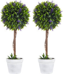 HOMCOM Kunstpflanze Lavendel 2er-Set in Grün und Lila, Künstliche Pflanzen mit Kunstmoos im Topf, Höhe: 60 cm - Bild 1