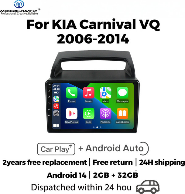 MEKEDE Android 14 Autoradio für KIA Carnival VQ 2006-2014 mit kabellosem CarPlay, Android Auto, GPS und Bluetooth in Schwarz - Bild 1