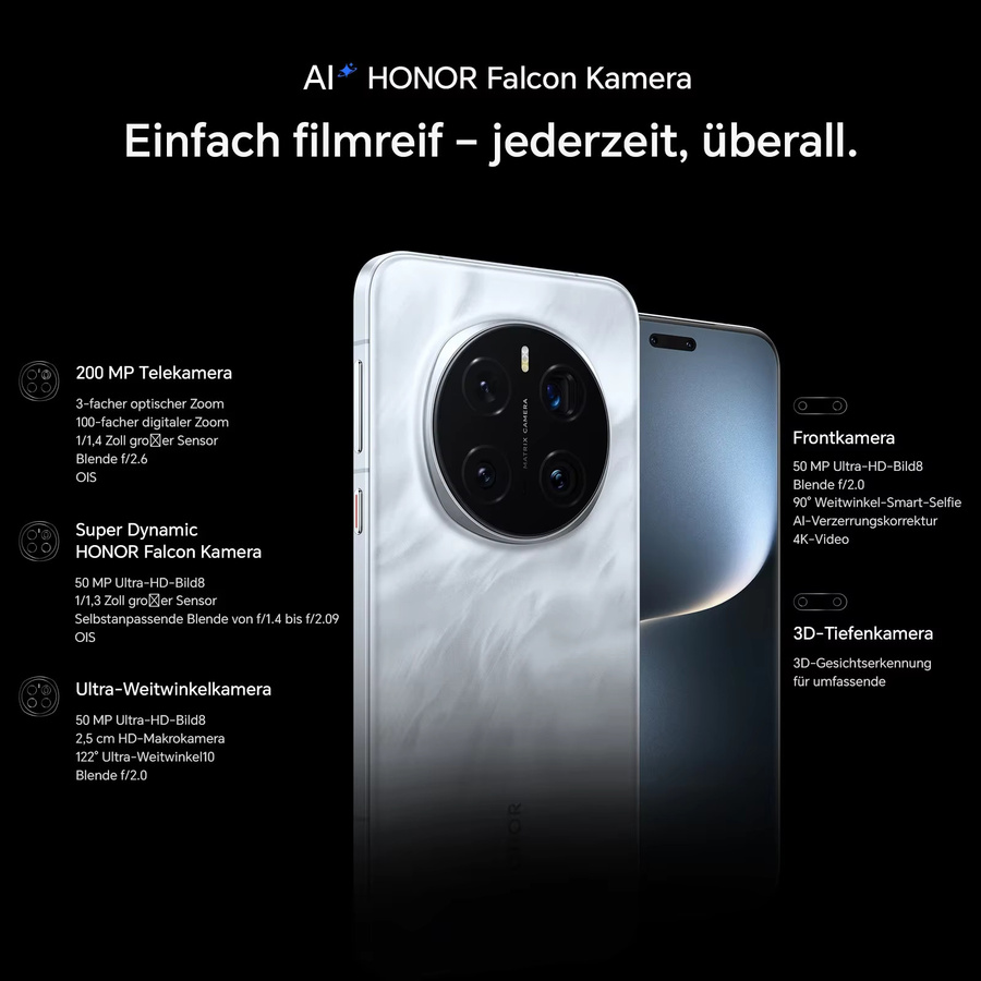 HONOR Magic7 Pro 5G Smartphone mit Snapdragon 8 Elite, 12GB RAM, 512GB Speicher, 6,8 Zoll Bildschirm, Black - Bild 2