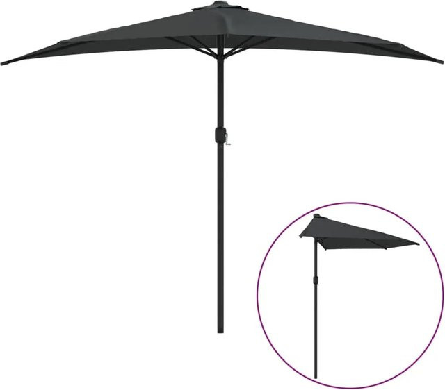 furnicato Balkon-Sonnenschirm Halbrund mit Alu-Mast in Anthrazit B: 300 cm, H: 155 cm - Bild 1