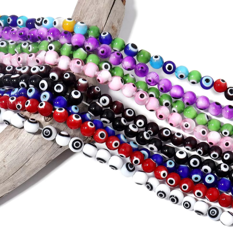 Glasperlen, Evil-Eye, bunt, rund, 4/6/8/10 mm, Unisex - Bild 4