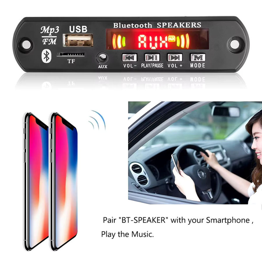 Bluetooth MP3 Decoder Board mit Verstärker und FM Radio von kebidumei, 2*40W 80W, Schwarz, Freisprecheinrichtung mit AUX, TF und U-Disk, 5V-26V 12V Auto Modul für Lautsprecher - Bild 2