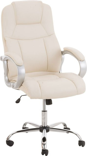 TPFLiving Bürostuhl Apodo Two Executive Chair aus Kunstleder in Creme/Beige mit Armlehnen und Rollen - Bild 1