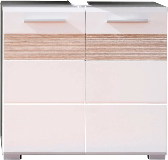 Trendteam Waschbeckenunterschrank MezzoBad Weiß Hochglanz mit Kassettenoptik Breite: 60 cm, Höhe: 56 cm, Tiefe: 34 cm - Bild 1