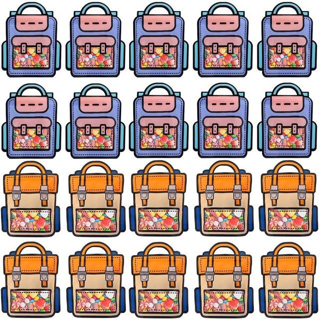 20 Stück Cartoon Rucksack Mitgebsel-Tüten mit Henkeln von Topfactory in Weiß - Bild 1