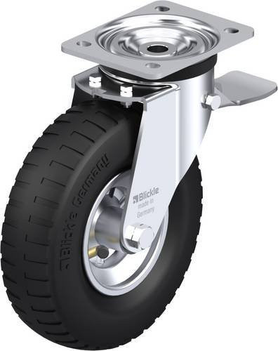 Blickle L-P 222R-ST Lenkrolle mit Feststeller, verzinkter Stahl, Rad-Durchmesser: 22 cm, Tragfähigkeit: 100 kg - Bild 1
