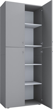 VCM Büroschrank Lona mit Drehtüren und höhenverstellbaren Fachböden, Grau, B: 70 cm, T: 40 cm, H: 178 cm