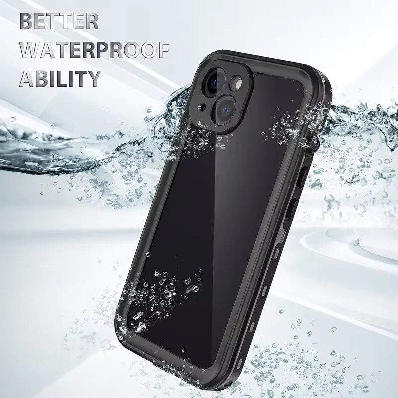 Shellbox Wasserdichte Handyhülle IP68 für iPhone 16 Pro Max, 15, 14, 13, 12, 11 in Schwarz, stoßfeste und staubdichte Ganzkörperhülle - Bild 3