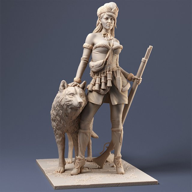 GK Schwedischer Veteran mit Wolf, Resin-Modellfigur, unmontierter und unbemalter Bausatz - Bild 1