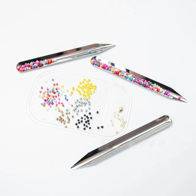 2-teiliges Set für die Schmuckherstellung mit Perlenlöffel und waschbarer rutschfester Silikonmatte als DIY-Bastelwerkzeug und Aufbewahrungsorganisator - Bild 1