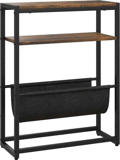 HOMCOM Beistelltisch im Industrial-Chic aus Holzwerkstoff und Stahl, Braun, B: 43 cm, T: 18 cm, H: 56 cm - Bild 1